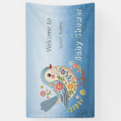 Little Bird Floral Blue Baby shower Spandoek (Verticaal)