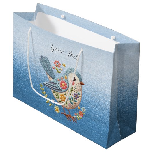 Little Bird Floral Blue Gift Bag Groot Cadeauzakje (Voorkant Gekanteld)