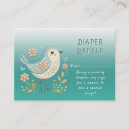 Little Bird Floral Borduurwerk Groen Baby shower Informatiekaartje