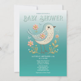 Little Bird Floral Borduurwerk Groen Baby shower Kaart