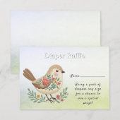 Little Bird Floral Gold Baby shower Informatiekaartje (Voorkant / Achterkant)