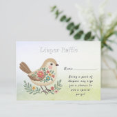 Little Bird Floral Gold Baby shower Informatiekaartje (Staand voorkant)