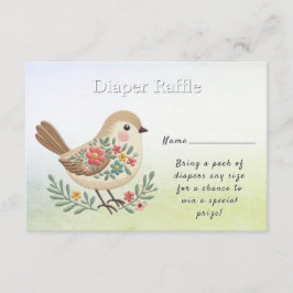 Little Bird Floral Gold Baby shower Informatiekaartje