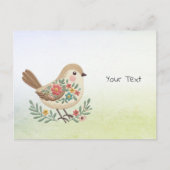 Little Bird Floral Gold Briefkaart (Voorkant)