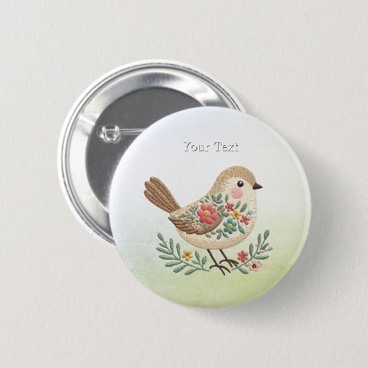 Little Bird Floral Gold Button (Voorkant /achterkant)