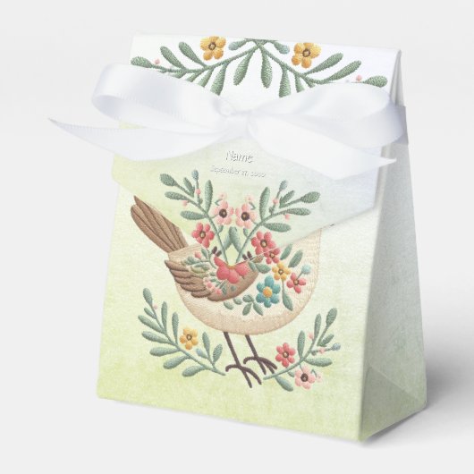 Little Bird Floral Gold Favoriet Box Bedankdoosjes (Voorkant Zijde)