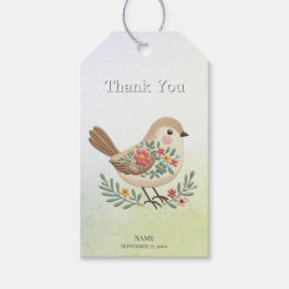 Little Bird Floral Gold Gift Label Cadeaulabel