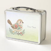 Little Bird Floral Gold Metal Lunch Box (Achterkant)