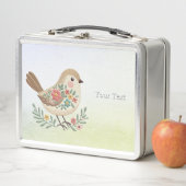 Little Bird Floral Gold Metal Lunch Box (In situ)