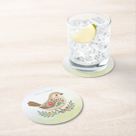 Little Bird Floral Gold Paper Onderzetter (Insitu)