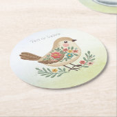 Little Bird Floral Gold Paper Onderzetter (Gebogen)