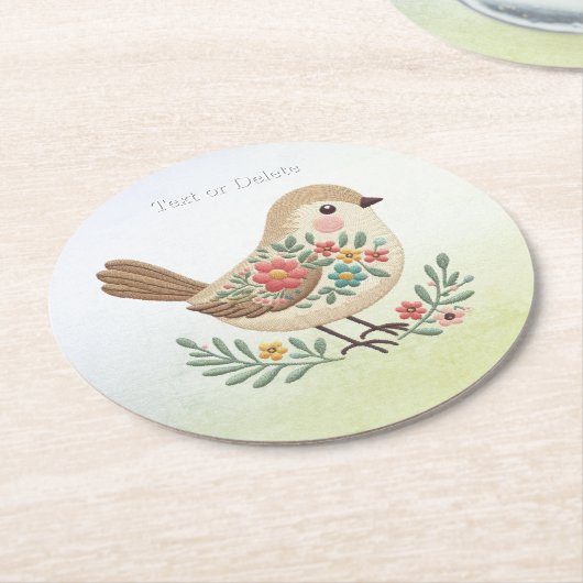 Little Bird Floral Gold Paper Onderzetter (Gebogen)