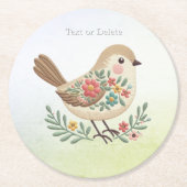 Little Bird Floral Gold Paper Onderzetter (Voorkant)