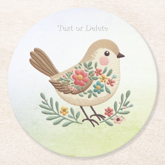 Little Bird Floral Gold Paper Onderzetter (Voorkant)