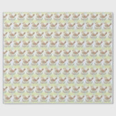 Little Bird Floral Gold Wrapping Paper Cadeaupapier (Vlak)