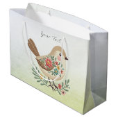 Little Bird Floral Gouden Geschenktas Groot Cadeauzakje (Achterkant Gekanteld)