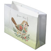Little Bird Floral Gouden Geschenktas Groot Cadeauzakje (Voorkant Gekanteld)