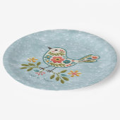 Little Bird Floral Green laat papier Bord achter (Gekanteld)