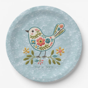 Little Bird Floral Green laat papier Bord achter