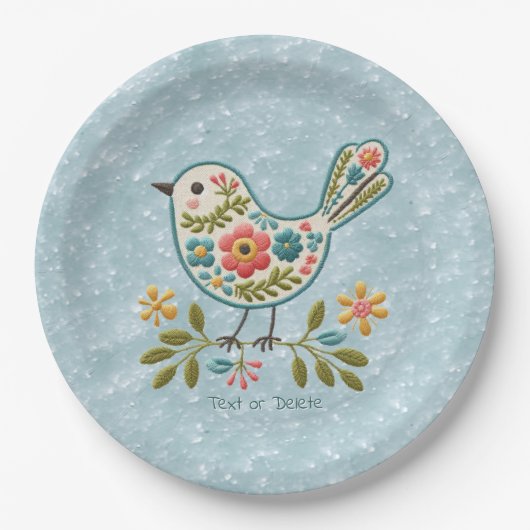 Little Bird Floral Green laat papier Bord achter (Voorkant)