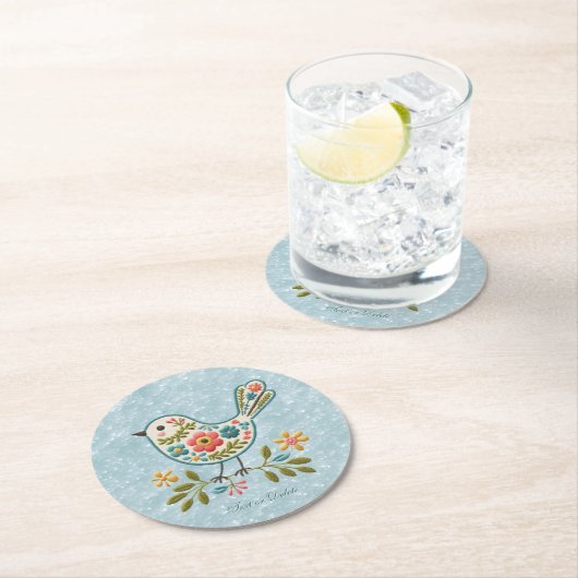 Little Bird Floral Green laat papier Onderzetter a (Insitu)