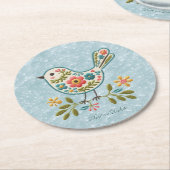 Little Bird Floral Green laat papier Onderzetter a (Gebogen)