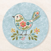 Little Bird Floral Green laat papier Onderzetter a (Voorkant)