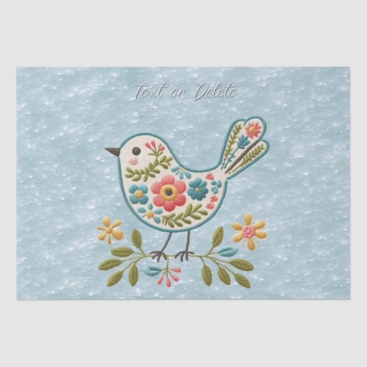 Little Bird Floral Green laat weefselpapier achter Tissuepapier (Voorkant)