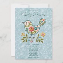 Little Bird Floral Green Leaves Baby shower