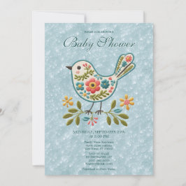 Little Bird Floral Green Leaves Baby shower Kaart