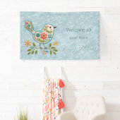 Little Bird Floral Green Leaves Baby shower Spandoek (Insitu)