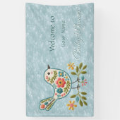 Little Bird Floral Green Leaves Baby shower Spandoek (Verticaal)