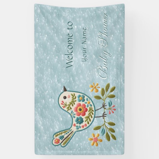 Little Bird Floral Green Leaves Baby shower Spandoek (Verticaal)