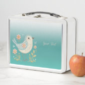 Little Bird Floral Green Metal Lunch Box (In situ)