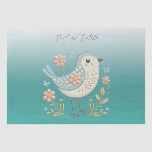 Little Bird Floral Green Tissue Paper Tissuepapier (Voorkant)