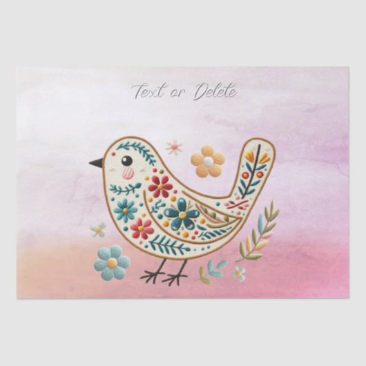 Little Bird Floral Pink Tissue Paper Tissuepapier (Voorkant)