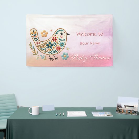 Little Bird Floral Roze Baby shower Spandoek (Beurs)