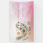 Little Bird Floral Roze Baby shower Spandoek (Verticaal)