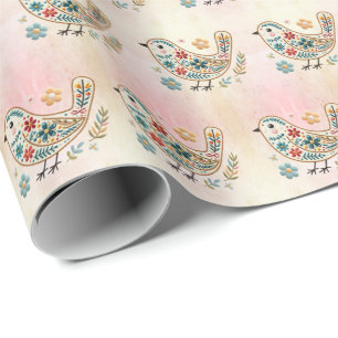 Little Bird Floral roze inpakpapier