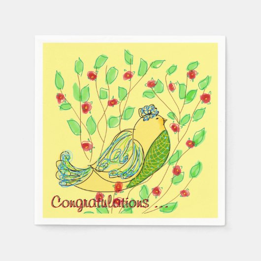 Little Bird Gefeliciteerd Napkins Servet (Voorkant)