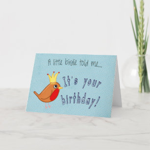 Little Bird: Happy Birthday Card in blauw Kaart