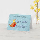 Little Bird: Happy Birthday Kaart in het blauw (Gele Bloem)