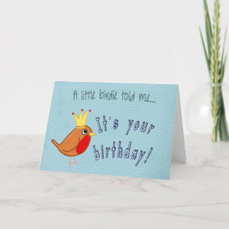 Little Bird: Happy Birthday Kaart in het blauw