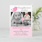 Little Bird Hearts Baby geboorteaankondiging Aankondiging (Staand voorkant)