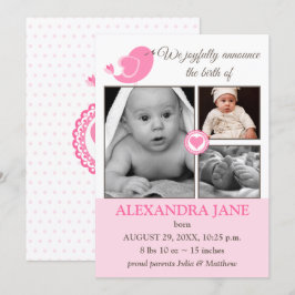 Little Bird Hearts Baby geboorteaankondiging Aankondiging