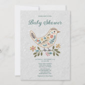 Little Bird Kleurrijk Bloemen Baby shower Kaart (Voorkant)