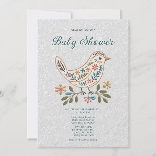 Little Bird Kleurrijk Bloemen Baby shower Kaart (Voorkant)