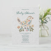Little Bird Kleurrijk Bloemen Baby shower Kaart (Staand voorkant)