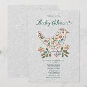 Little Bird Kleurrijk Bloemen Baby shower Kaart (Voorkant / Achterkant)