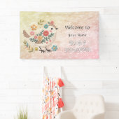 Little Bird Kleurrijk Bloemen Baby shower Spandoek (Insitu)